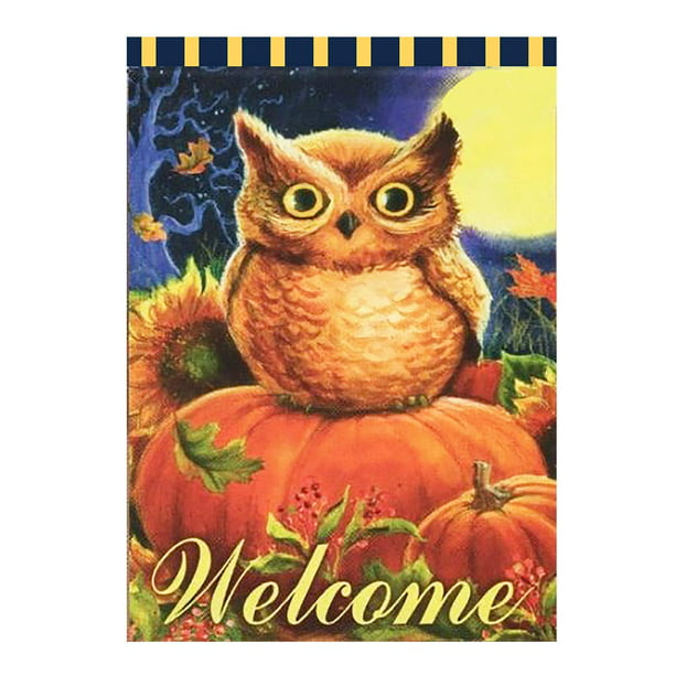 Double Sided Welcome Owl Garden Flag 12" x 18"